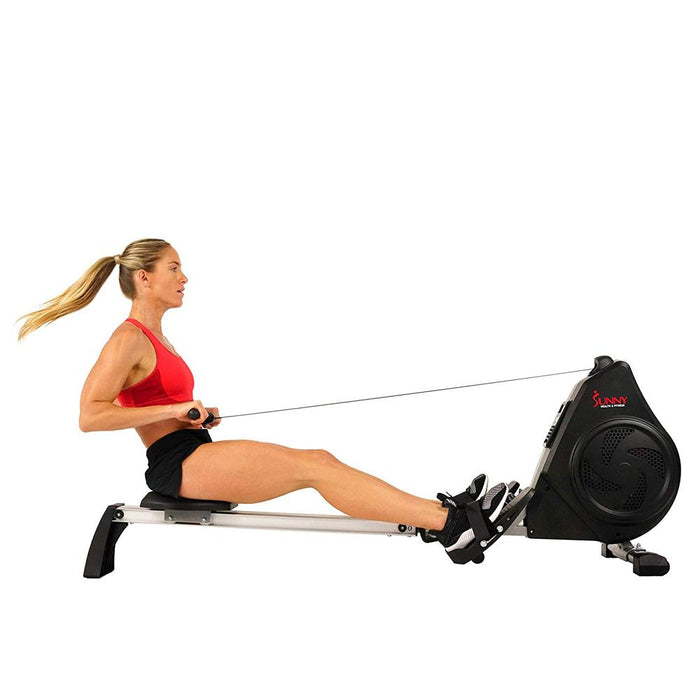 Sunny Health and Fitness Air Magnetic Rower with LCD Monitor + Cooling Towel