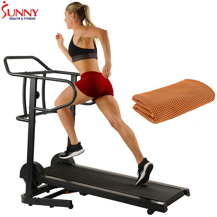 Sunny Health and Fitness Force Fitmil High Capacity Manual Treadmill + Towel