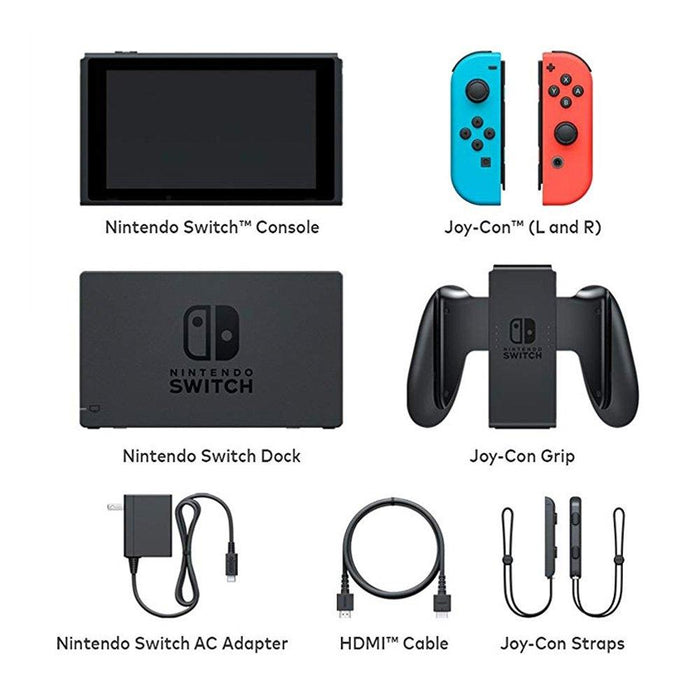 Nintendo Switch Console Blue/Red Joy Con + Mario Kart 8 Deluxe & Super Mario Party & More