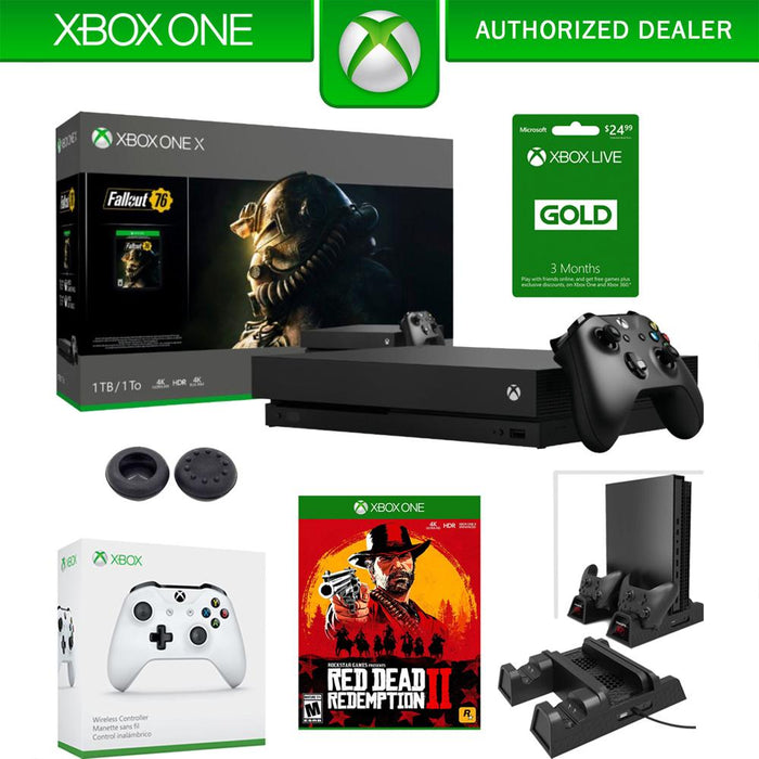 Microsoft Xbox One X Fallout 76 Edition + Red Dead Redemption 2 & Extra Controller Bundle