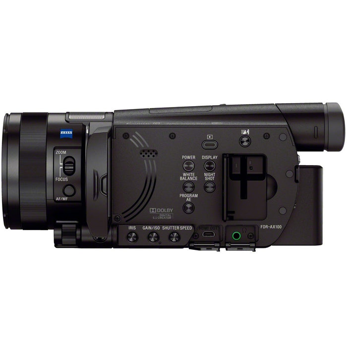 Sony FDR-AX100/B 4K Ultra HD Camcorder Handycam Tripod Deco Gear Case Microphone Kit