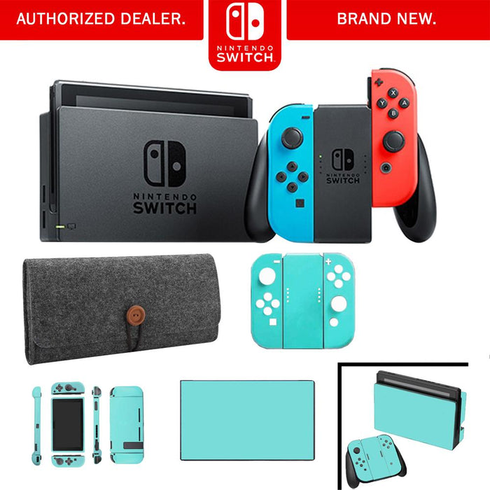 Nintendo Switch 32 GB Console with Joy-Con (Blue&Red) with Protective Sleeve & Blue Skin