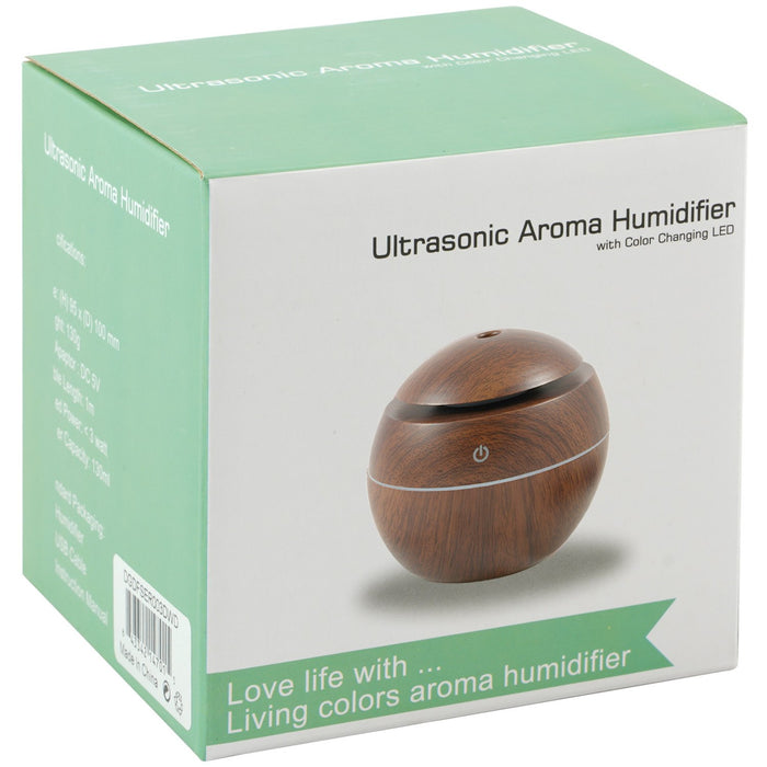 Diffuser Basics Ultrasonic Smart Aroma Humidifier Small Dark Wood + 6 Pack 10ml Fragrance Kit