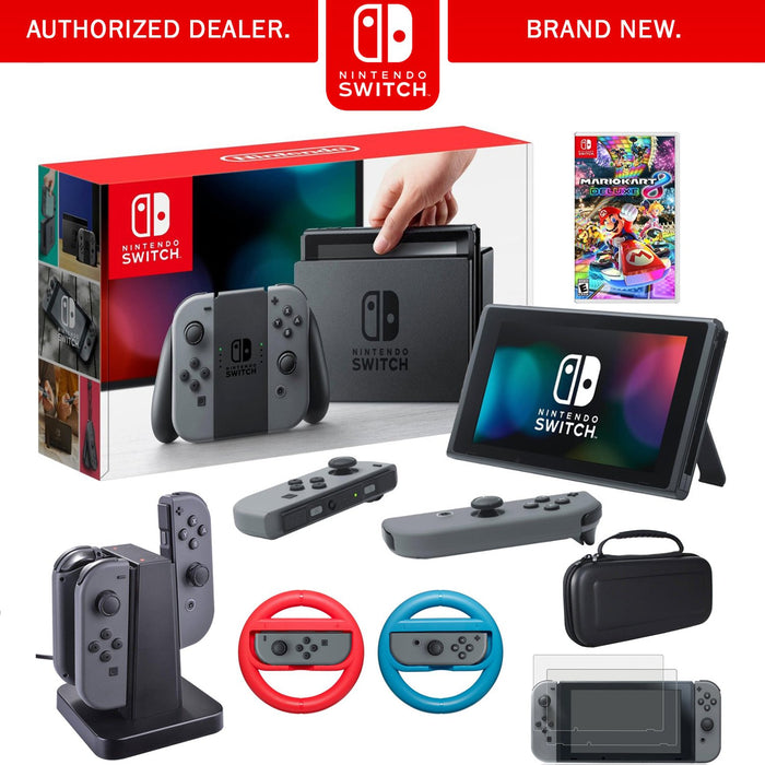 Nintendo Switch 32 GB Console with Mario Kart 8 Deluxe & Accessories Bundle