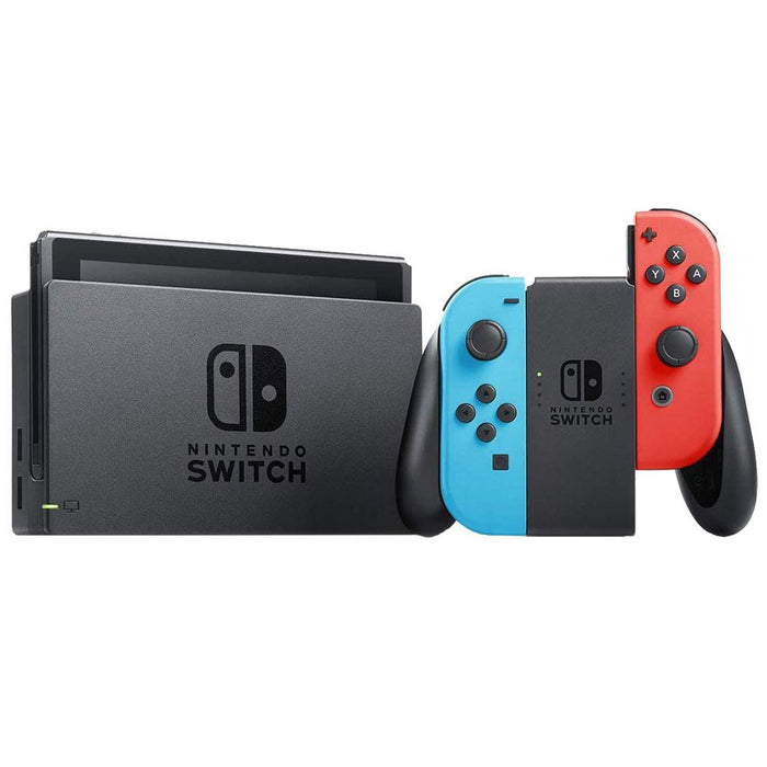 Nintendo Switch 32 GB Console with Neon Blue and Red Joy-Con w/ Bluetooth Adapter Bundle