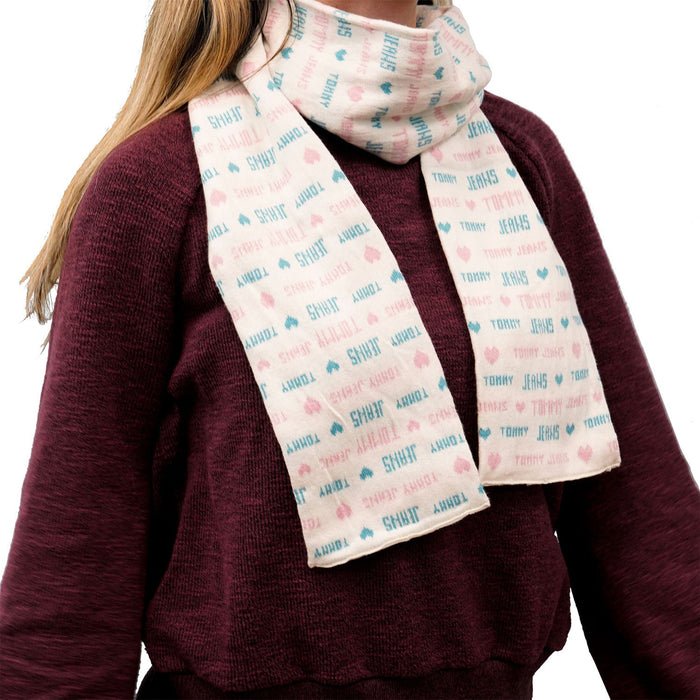 Tommy Jeans Fashionable Scarf - Blue & Pink Heart Design