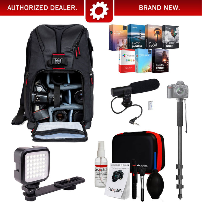 Deco Gear Pro Mobile Video Elite Bundle | Sling Backpack,Shotgun Mic,Video Light & More