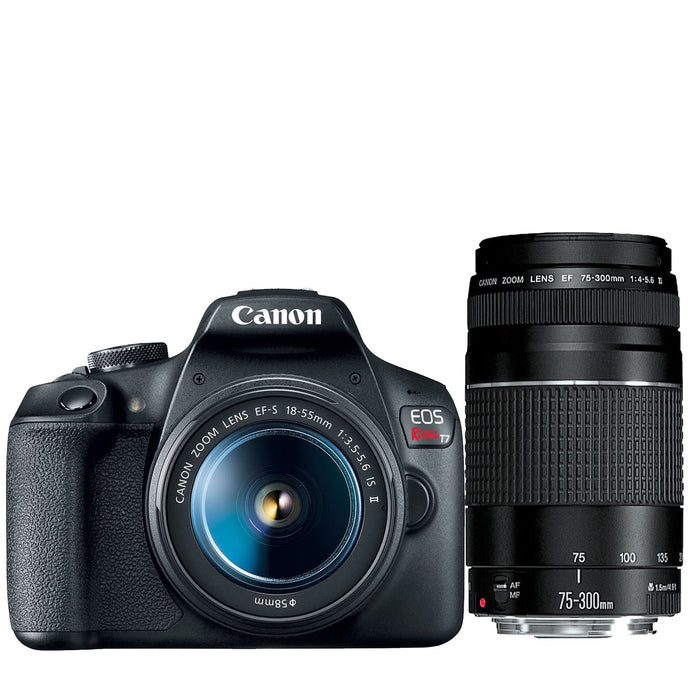 Canon EOS Rebel T7 DSLR Camera with EF18-55mm + EF 75-300mm Double Zoom Kit