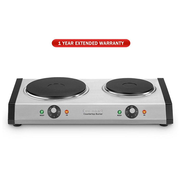 Cuisinart Cast-Iron Double Burner Stainless Steel + 1 Year Extended Warranty