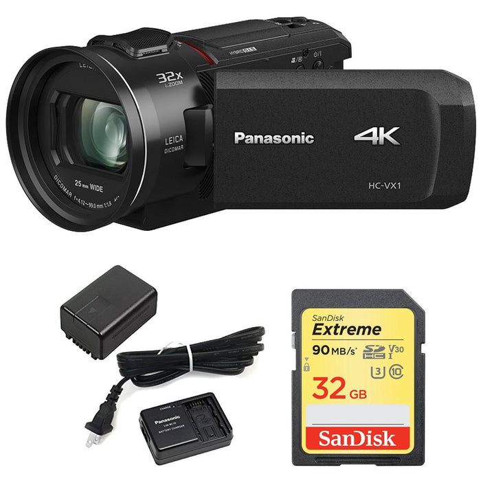 Panasonic HC-VX1K 4K Ultra HD 24x Optical Zoom Camcorder w/ 25mm Lens and Bonus Power Pack
