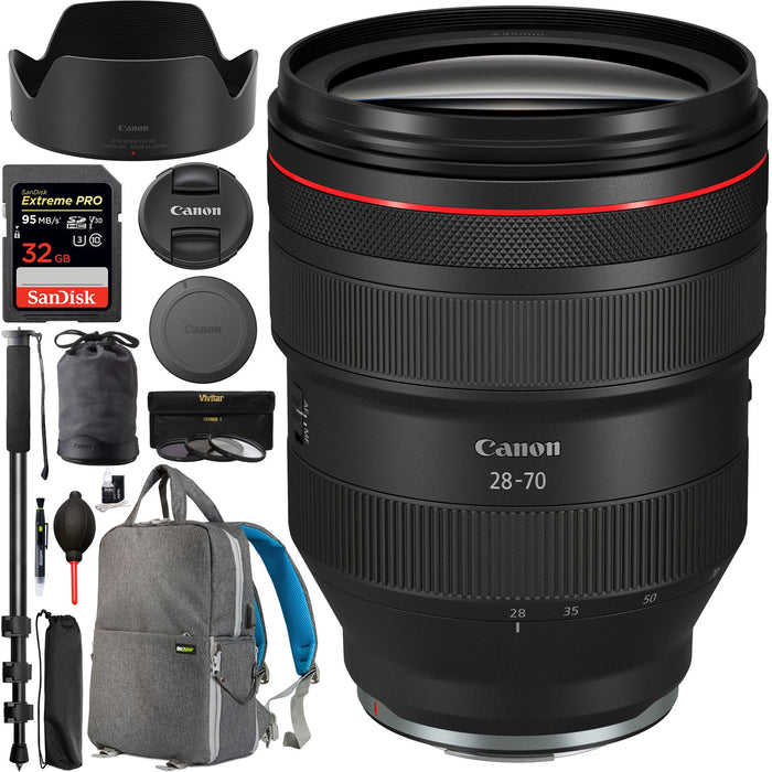 Canon RF 28-70mm f/2 L USM Lens for EOS R 2965C002 95mm Filter Kit Backpack Bundle