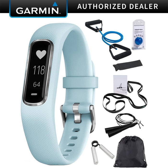Garmin Vivosmart 4 Azure Blue with Silver Hardware (S/M) + 7 Pcs Fitness Kit