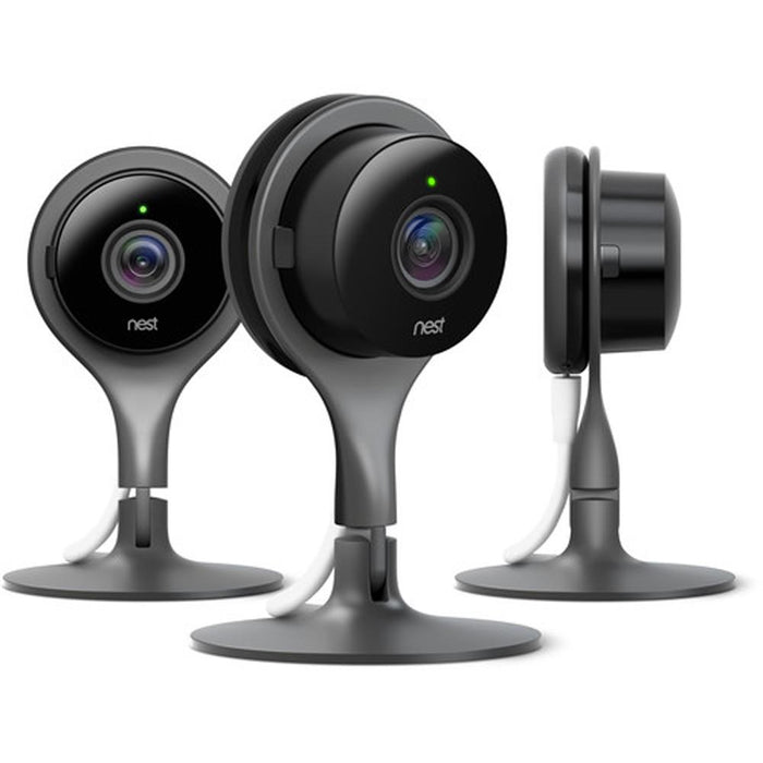 Google Nest Indoor Security Camera Pack of 3 + Mini Smart Speaker Aqua