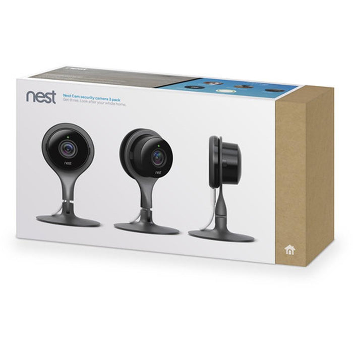 Google Nest Indoor Security Camera Pack of 3 + Mini Smart Speaker Charcoal