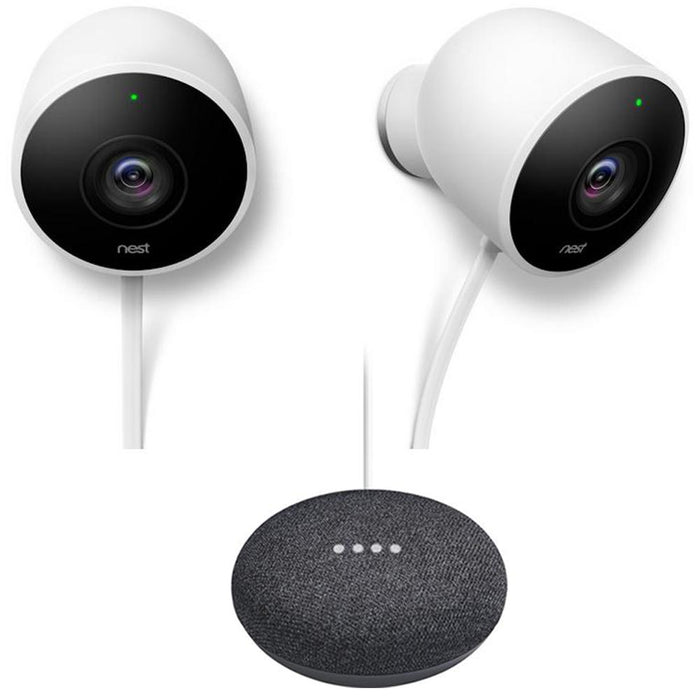 Google Nest Wired Outdoor Security Standard Surveilance 2 Pack + Speaker Charcoal