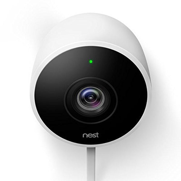 Google Nest Outdoor Security Camera White + Mini Smart Speaker Charcoal