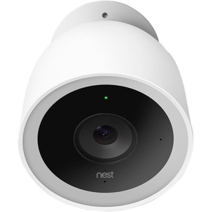 Google Nest Cam IQ Outdoor Security Camera White + Mini Smart Speaker Charcoal