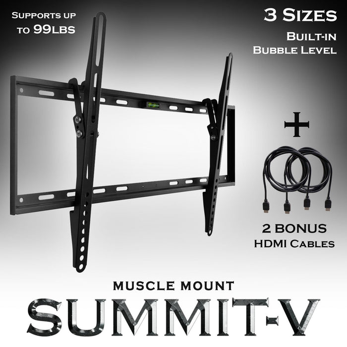 Muscle Mount SUMMIT-V Slim Flat Wall Mount Kit Ultimate Bundle for 19-45 inch TVs