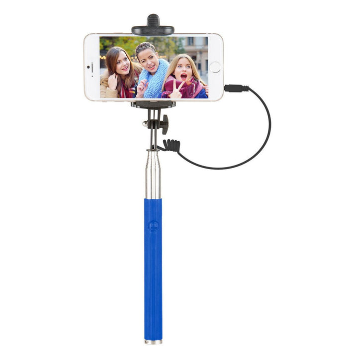 Vivitar 42" Selfie Stick with Built-In Shutter Release and Folding Clamp, Blue