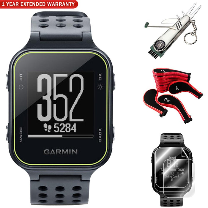 Garmin Approach S20 GPS Golf Watch, Slate w/ Golf Accessories Bundle