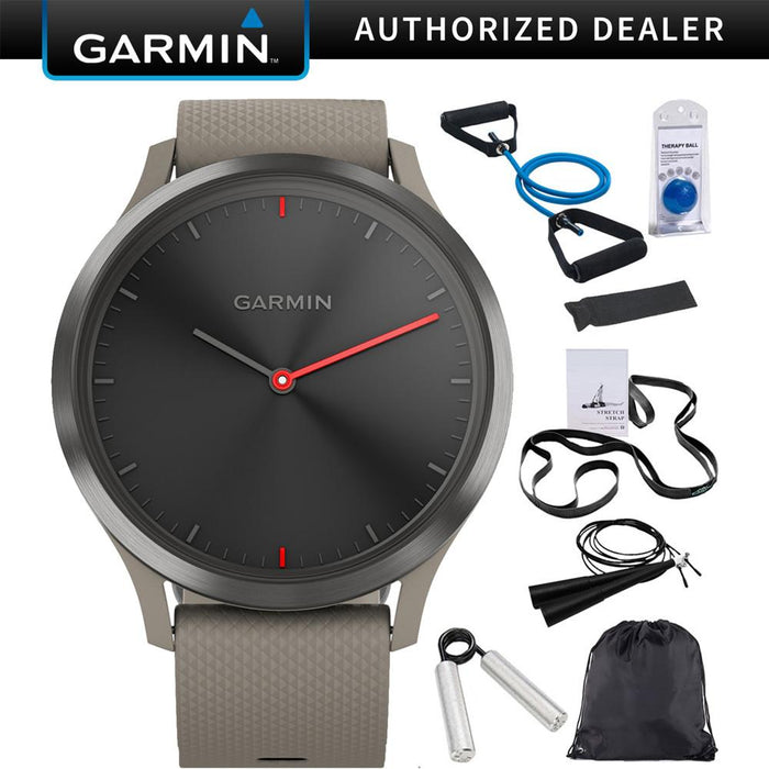 Garmin Vivomove HR Sport Black with Sandstone Silicone + 7 Pcs Fitness Kit