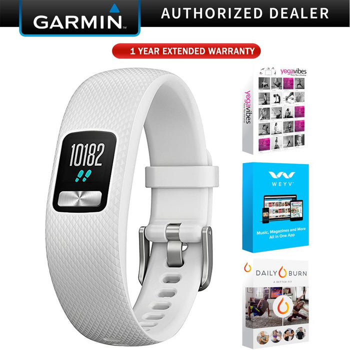 Garmin Vivofit 4 Activity Tracker Regular Fit White + Fitness & Warranty Bundle