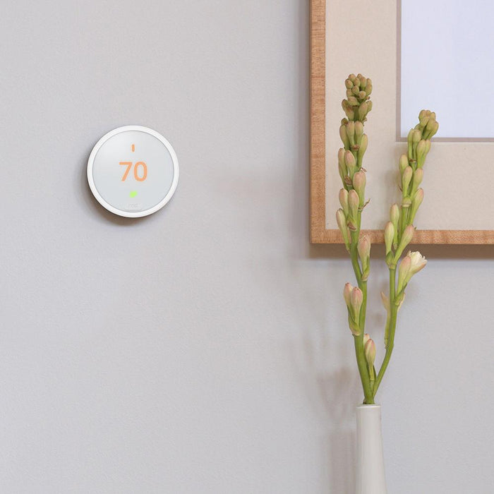 Google Nest Thermostat E (White) T4000ES with Google Home Mini, Aqua