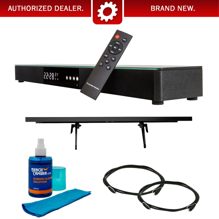Deco Gear Home Theater Surround Sound 31" Soundbar Wireless + Large Top Media Shelf Bundle