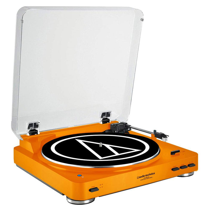 Audio-Technica AT-LP60 Fully Automatic Bluetooth Stereo Turntable Orange+Essentials Bundle