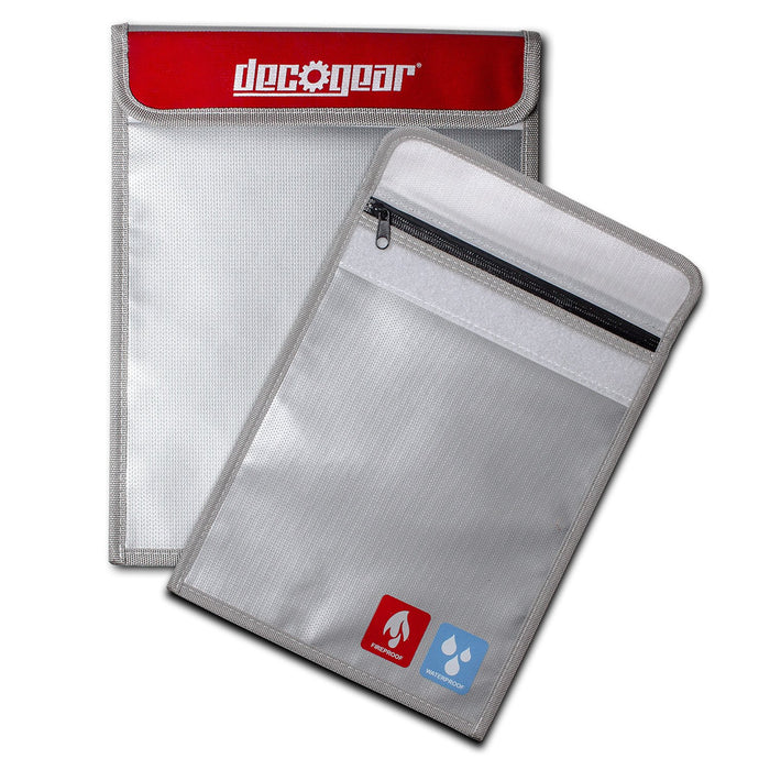 Deco Gear Dual-Layer Silicone Fireproof Water Resistant Safe Storage Bag - Large 15" x 11"