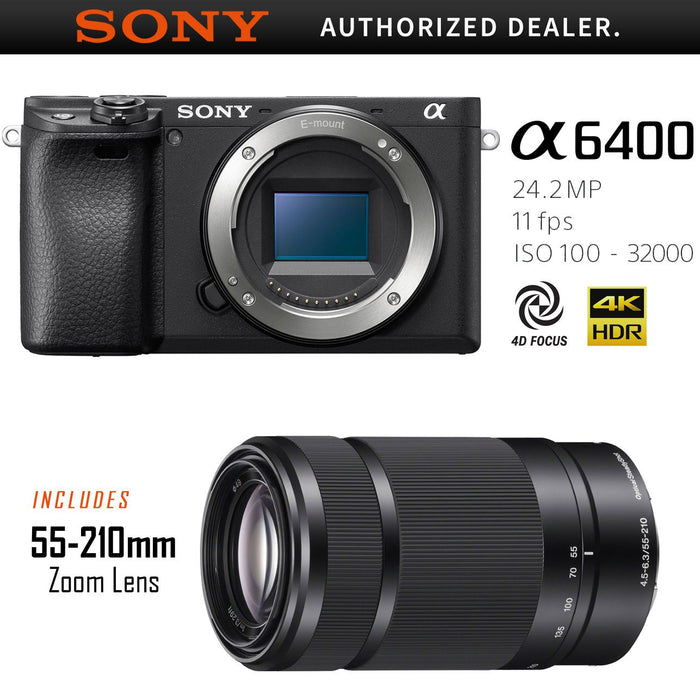 Sony a6400 Mirrorless APS-C Camera with 55-210mm E-Mount Zoom Lens (ILCE-6400)