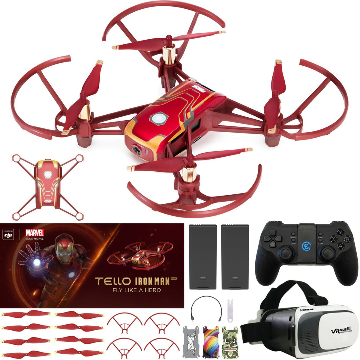 DJI Tello Quadcopter Iron Man Edition Beginner Drone VR HD Video Premium  Bundle