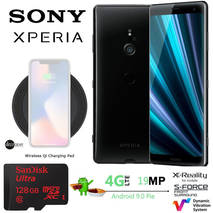 Sony Xperia XZ3 64GB OLED Screen (Black) with QI Wireless Charging Pad Bundle