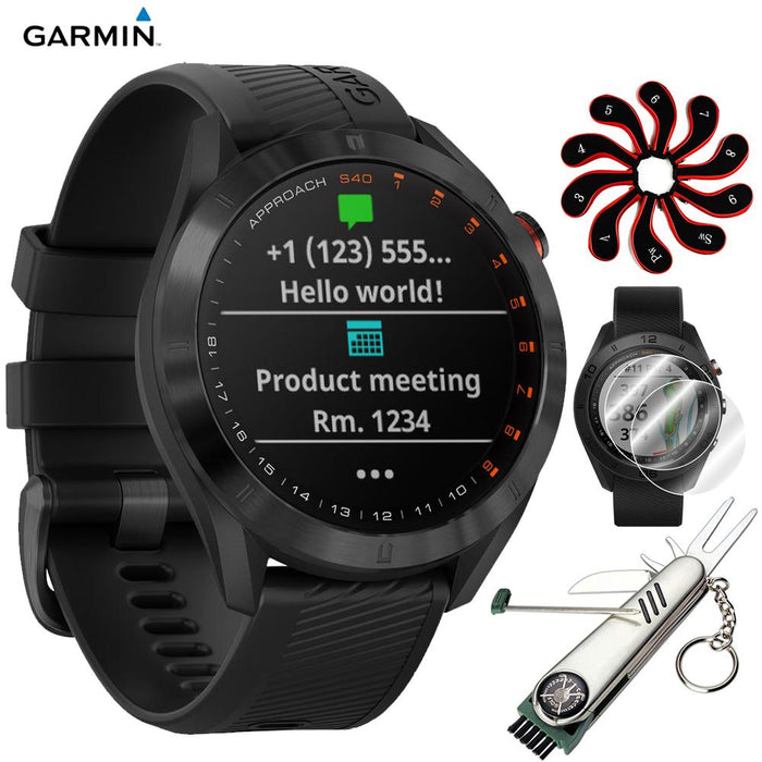Garmin Approach S40 Golf Watch - (010-02140-01) with Golf Accessories Warranty