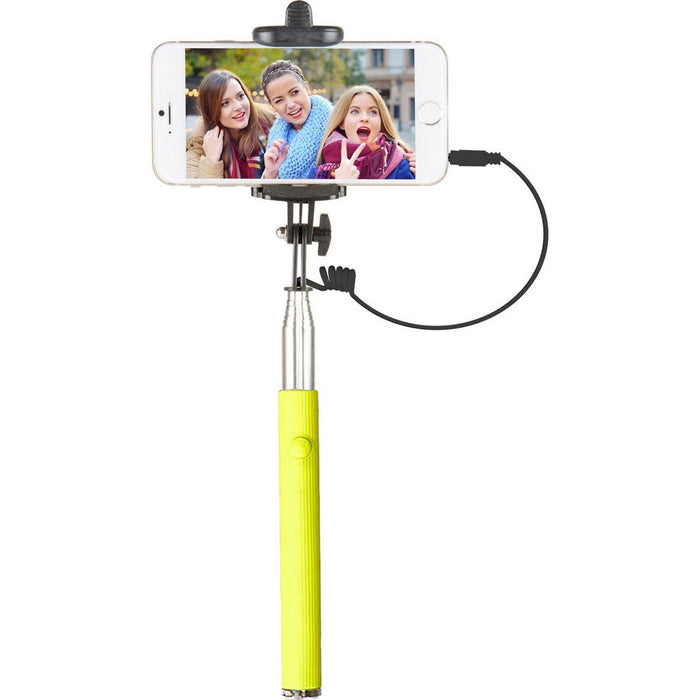 Vivitar 42" Selfie Stick with Built-In Shutter Release and Folding Clamp, Lime