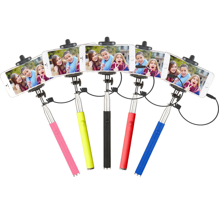 Vivitar 42" Selfie Stick with Built-In Shutter Release and Folding Clamp, Lime