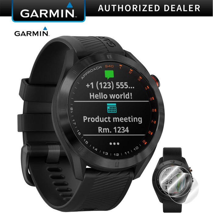 Garmin Approach S40 Golf Watch 010-02140-01 +Approach S40 Screen Protector 2pack