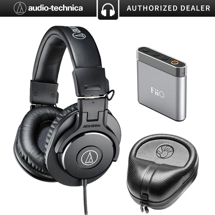 Audio-Technica ATH-M30x Professional Headphones w/ Slappa Case & FiiO Amp Bundle