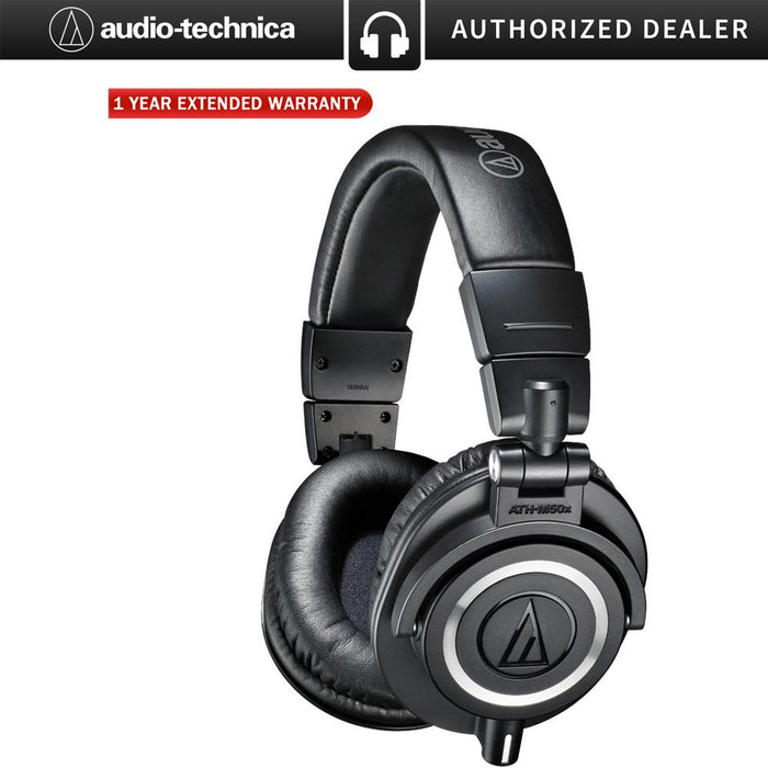 Audio-Technica ATH-M50X Professional Studio Headphones (Black) + Warranty Bundle