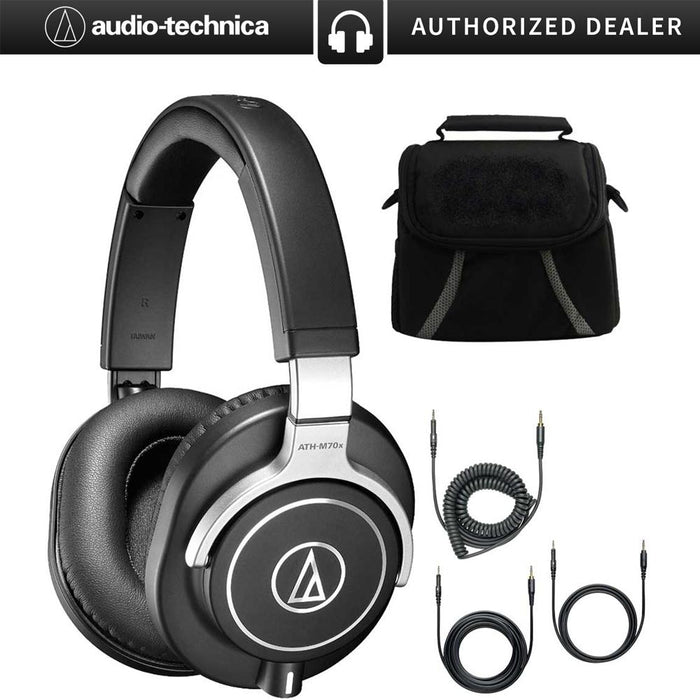 Audio-Technica ATH-M70x Professional Monitor Headphones Black Deluxe Bundle