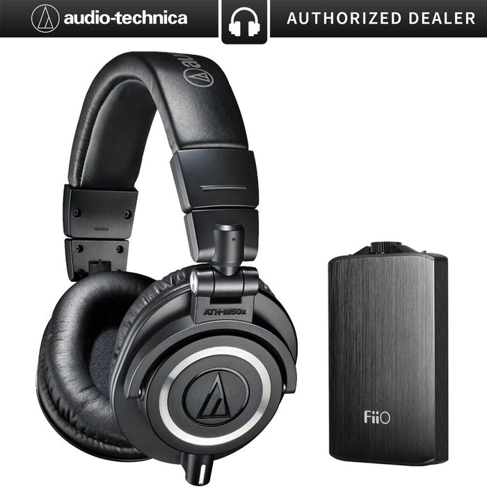 Audio-Technica ATH-M50X Professional Studio Black Headphones & FiiO A3 Titanium Amplifier