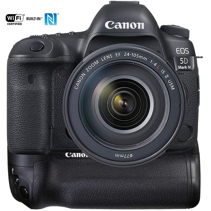 Canon EOS 5D Mark IV 30.4MP DSLR Camera + EF 24-105mm Lens + BG-E21 Battery Grip