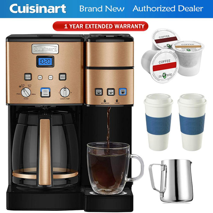 Cuisinart SS-15CP 12-Cup Coffee Maker and Single-Serve Brewer Copper + Warranty Bundle