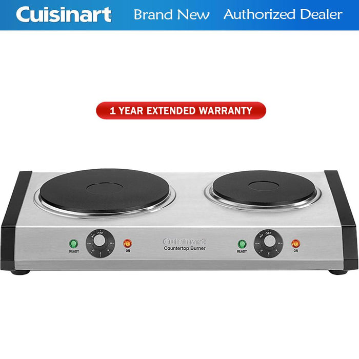 Cuisinart Cast-Iron Double Burner Stainless Steel + 1 Year Extended Warranty