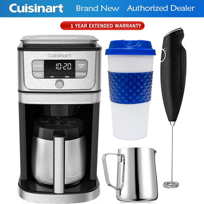 Cuisinart Burr Grind & Brew 10 Cup Coffeemaker Silver + Extended Warranty Bundle