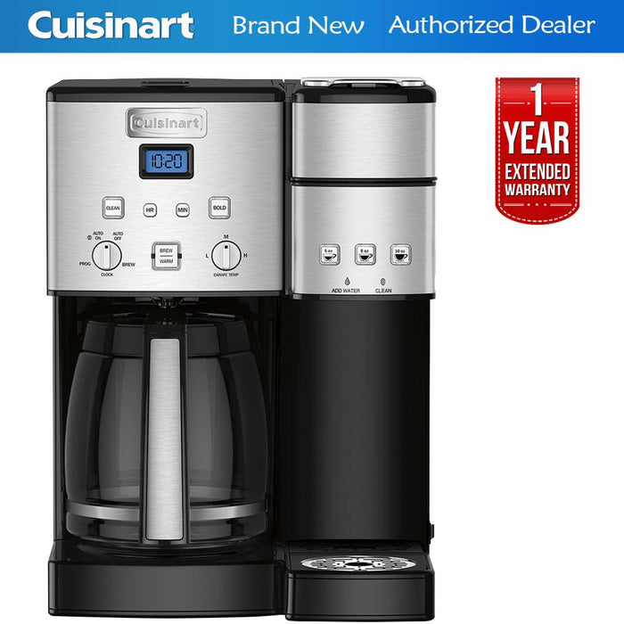 Cuisinart SS-15 12-Cup Coffee Maker and Single-Serve Brewer, Black  Stainless with Extended Warranty 