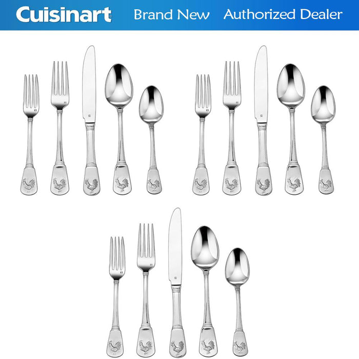 Cuisinart 3-Pack of 20-Piece Elite Flatware Set, French Rooster CFE-01-FR20