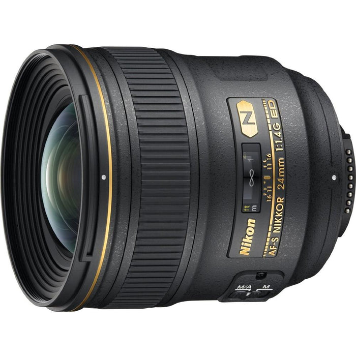 Nikon 24mm F/1.4G ED AF-S FX Full Frame Wide-Angle Lens w/ 64GB Accessory Bundle
