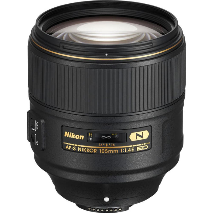 Nikon AF-S NIKKOR 105mm f/1.4E ED Lens with 64GB Card and Cleaner Bundle