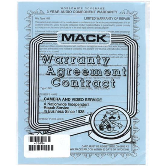 Mack Three Year Extended Warranty Certificate for Audio {up to $2,500} *1049*